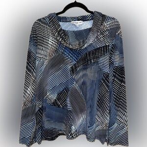 Southern Lady Abstract Blue and Black Blouse